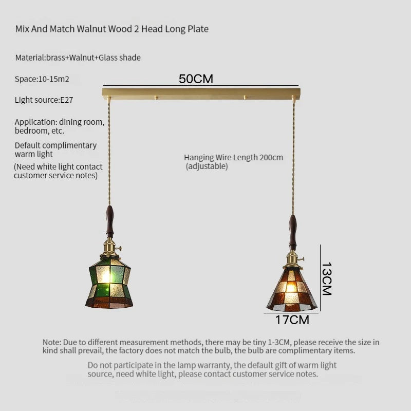 Luxury antique glass and brass pendant chandelier - vue 8 sur 15