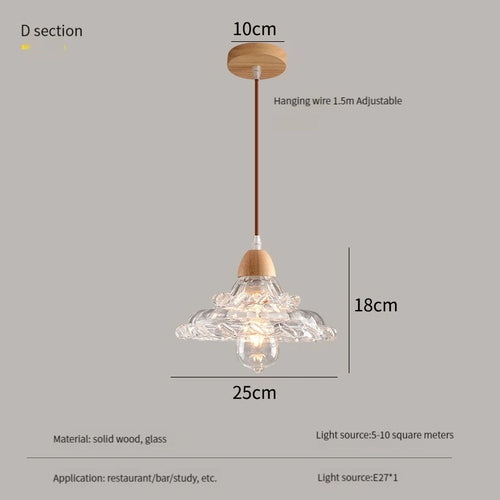 Modern nordic LED pendant chandelier in wood and glass - vue 13 sur 13