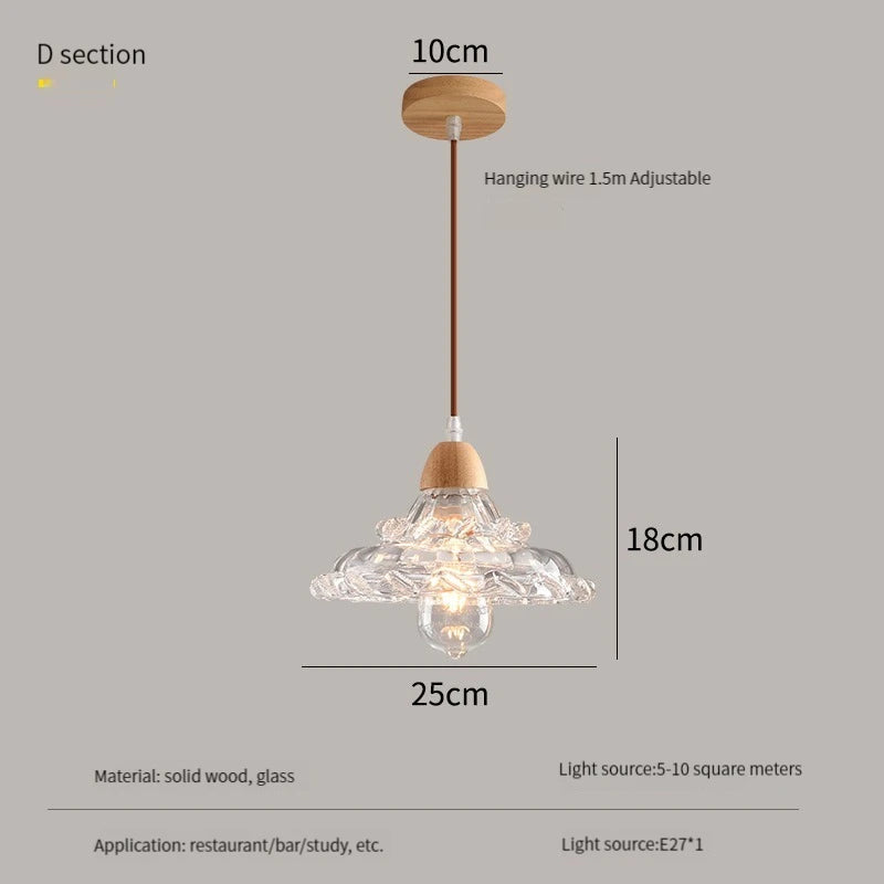 Modern nordic LED pendant chandelier in wood and glass - vue 12 sur 13