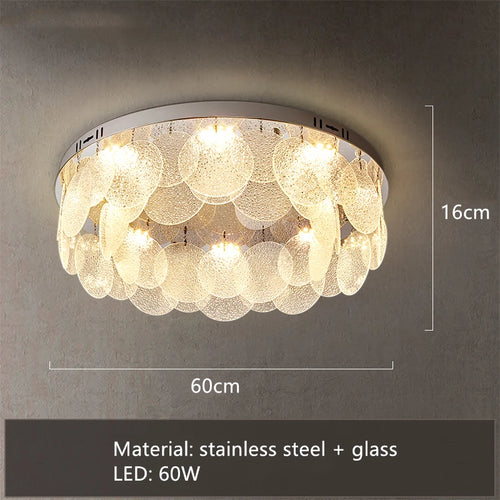 Modern LED ceiling light in stainless steel and glass for interior decoration