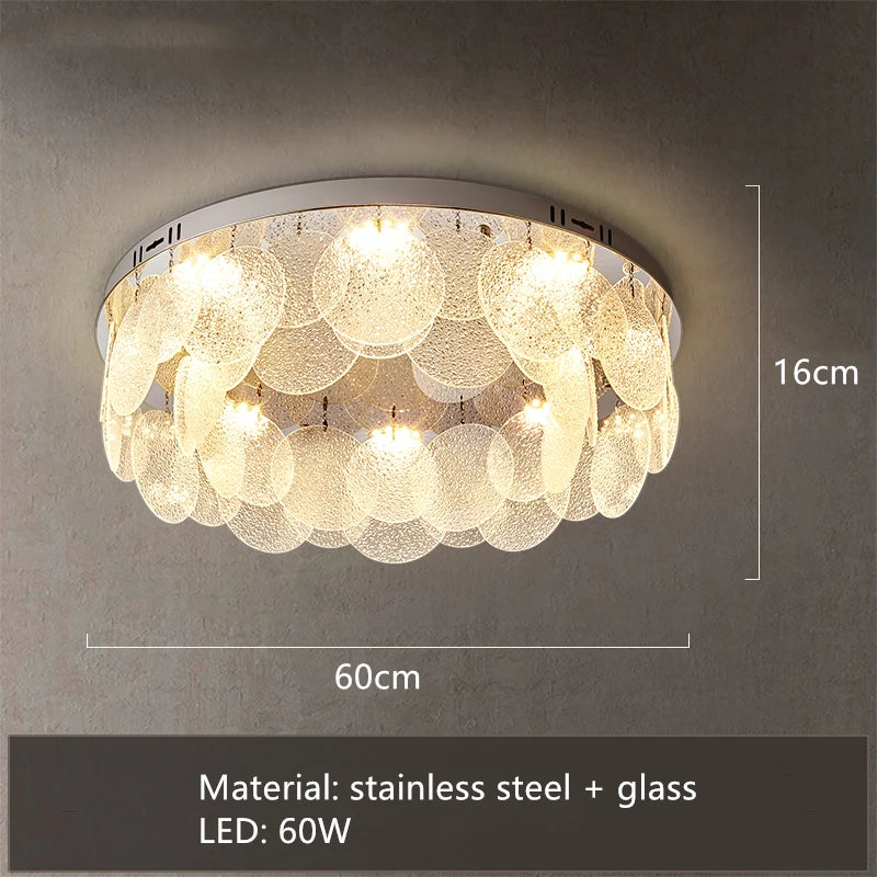 Modern LED ceiling light in stainless steel and glass for interior decoration