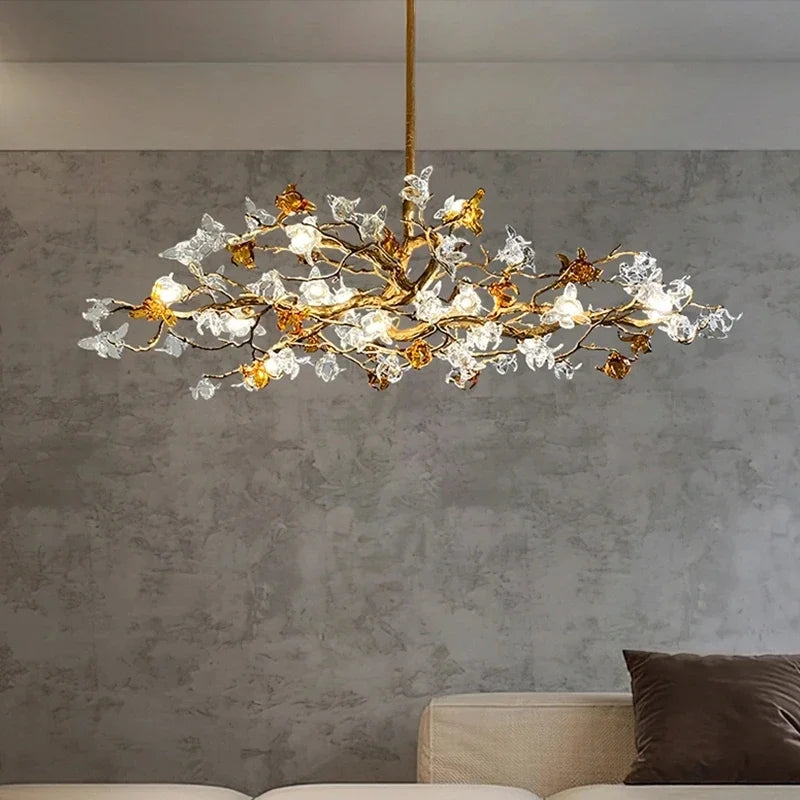 Retro copper chandelier Chinese style branch design