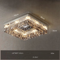 Dimmable round rectangular crystal LED chandelier