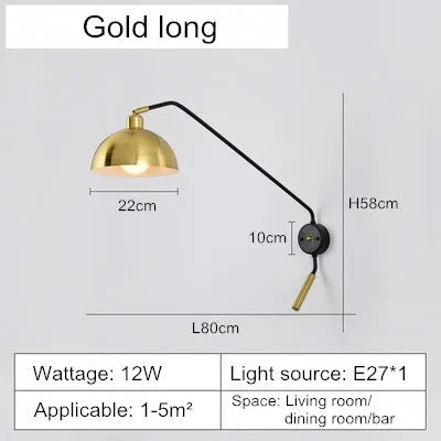 Nordic industrial style wall light with retro swing arm - vue 9 sur 10