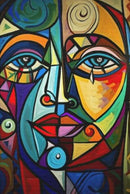 Abstract cubist painting Picasso style head character wall decoration