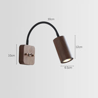 Rotating walnut wood wall lamp for indoor decoration