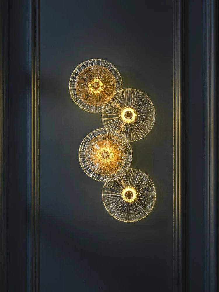 Postmodern glass and gold iron table lamp lotus
