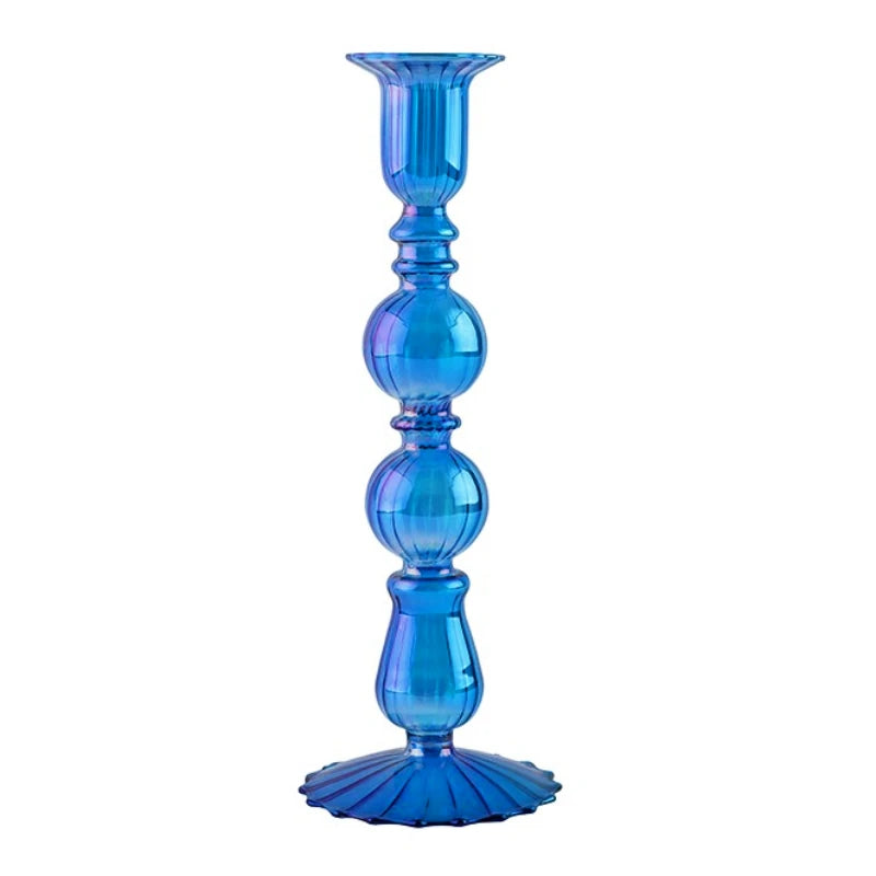 Retro glass taper candle holders for elegant decor - vue 28 sur 32