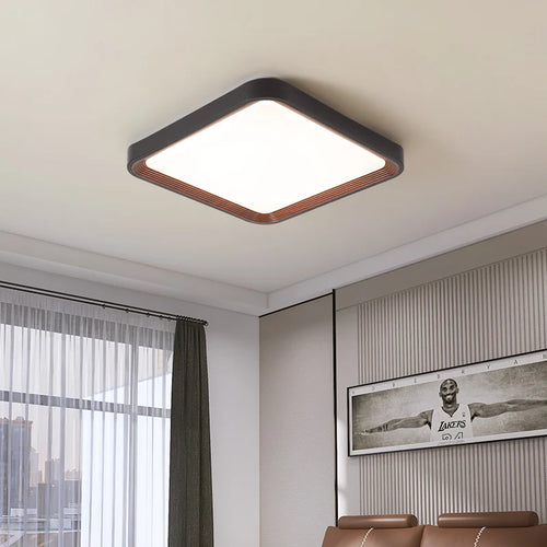 Modern walnut ceiling light for master bedroom - vue 3 sur 12