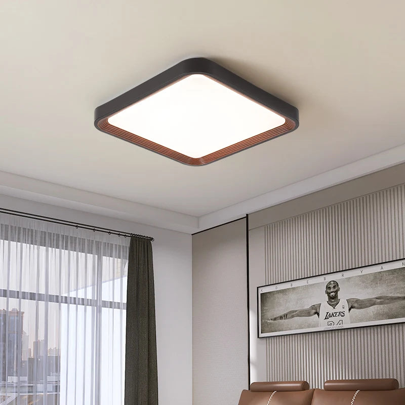 Modern walnut ceiling light for master bedroom - vue 3 sur 12