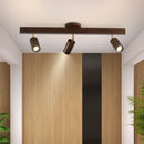 Wood grain LED ceiling chandelier with spotlights for living room, bedroom or kitchen