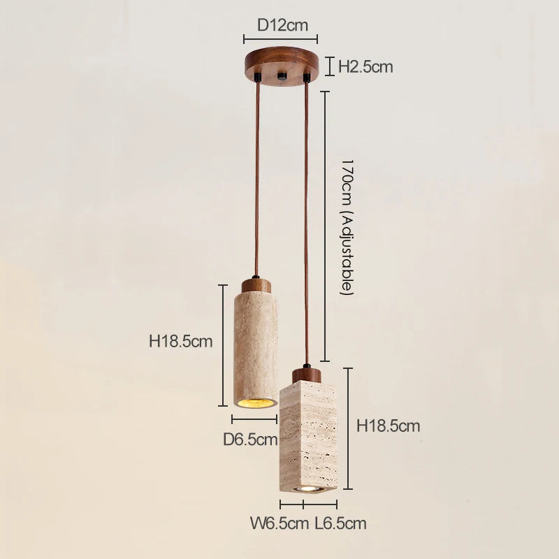 Set of 3 natural wabi sabi LED pendant lights - vue 12 sur 14
