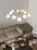 Modern copper chandelier with minimalist decorative glass