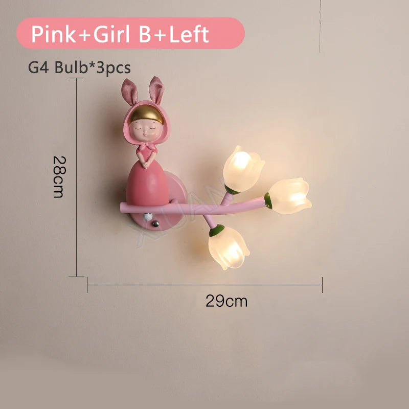 Led g4 wall light girl rabbit flower for children - vue 9 sur 22