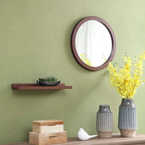 Vintage ash wood wall mirror for bathroom - vue 4 sur 7