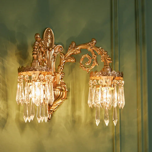 Classic crystal decorative wall light for interiors - vue 6 sur 8