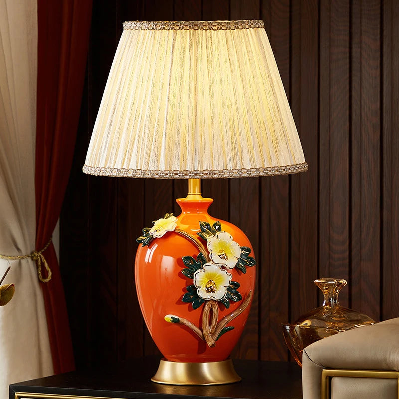 Coloured ceramic table lamp for interior decoration