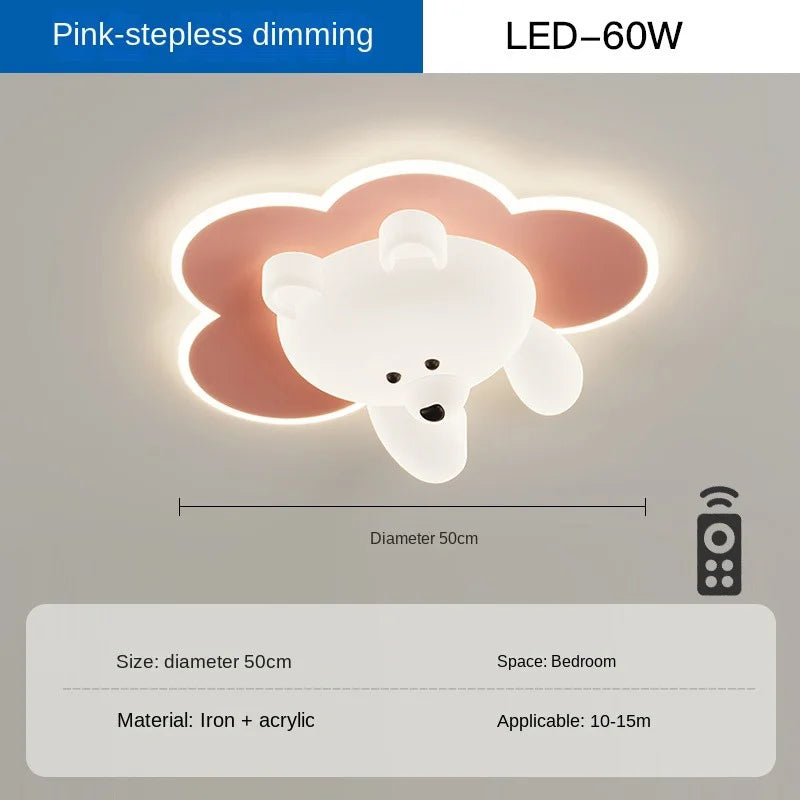 Cute bear LED ceiling light for children's room - vue 10 sur 12