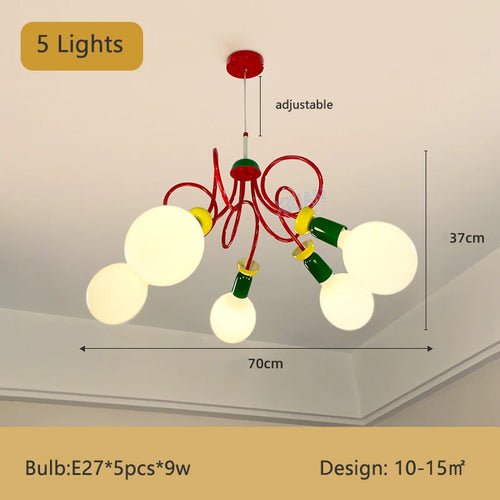 Colourful memphis design chandelier for children's room - vue 10 sur 9