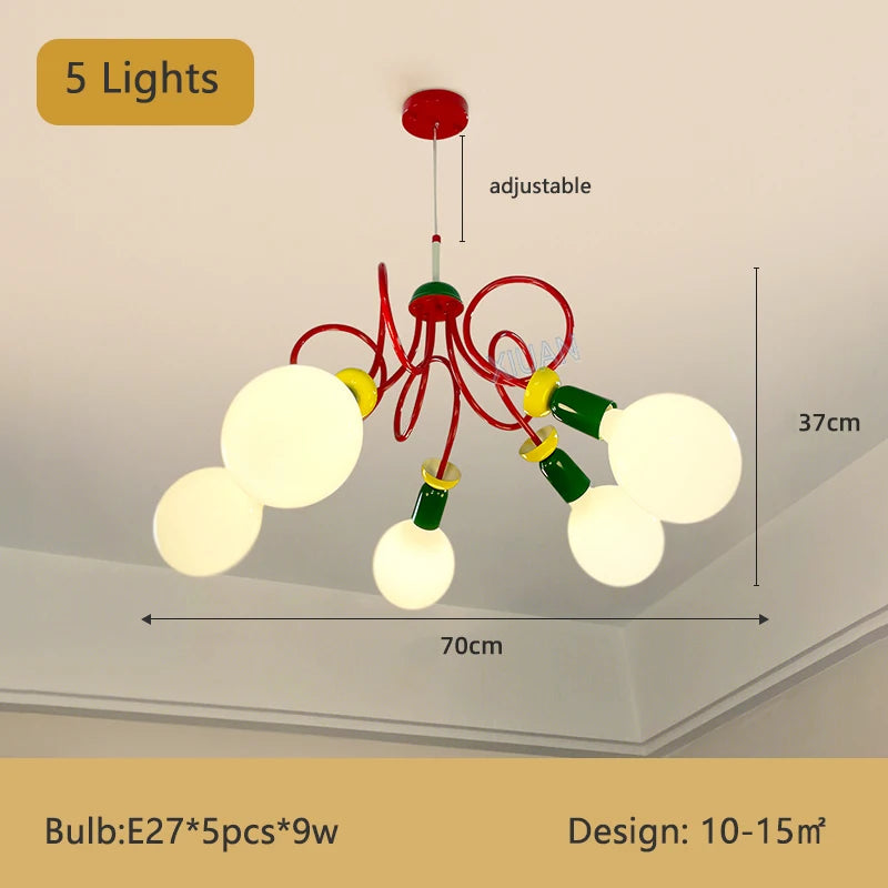 Colourful memphis design chandelier for children's room - vue 9 sur 9