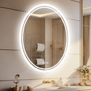 Oval illuminated mirror with anti-fog function and adjustable lighting
