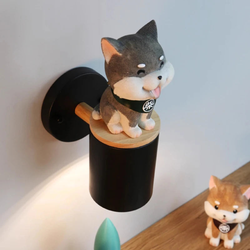Cute cat wall light with big eyes for children - vue 4 sur 12