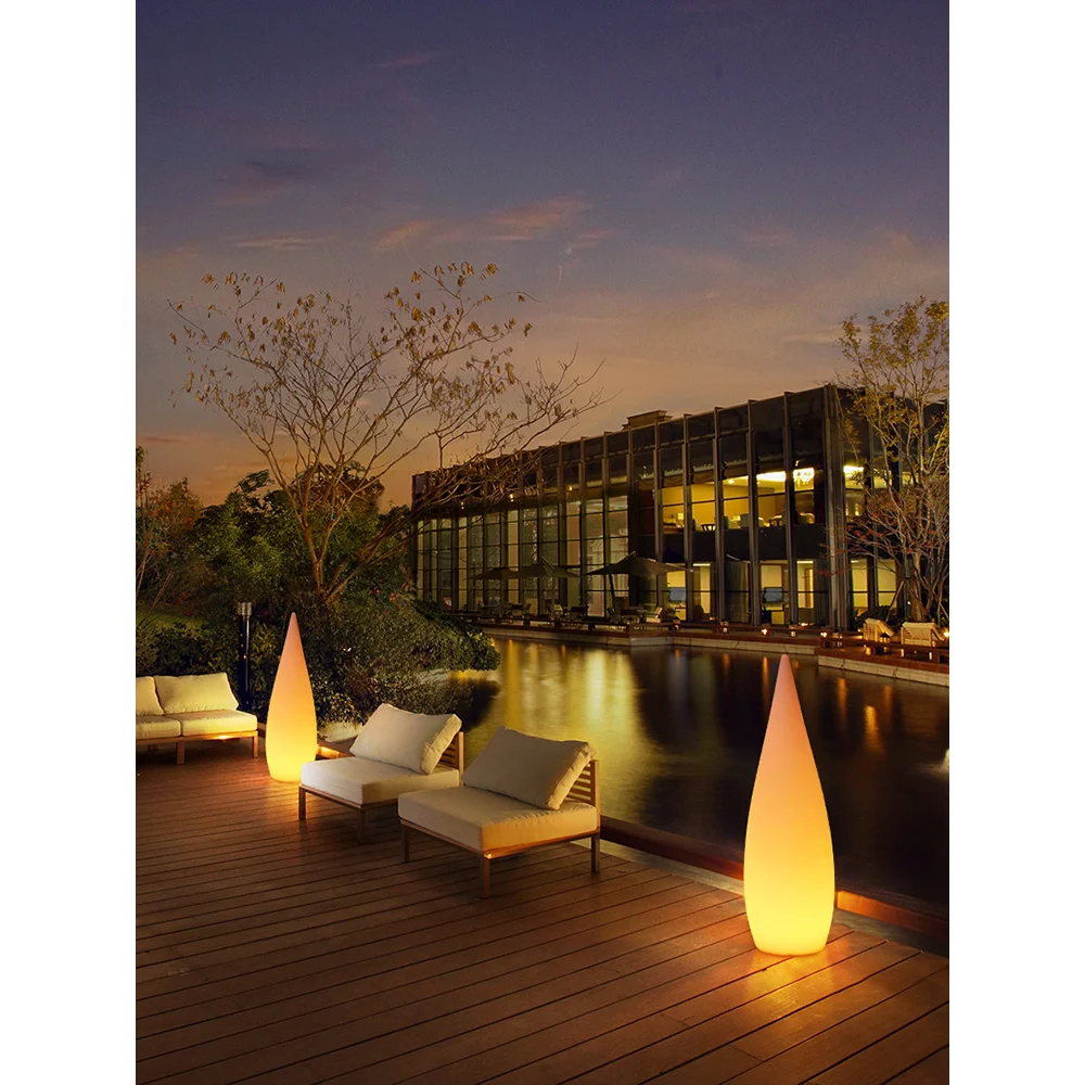 Waterproof solar garden floor lamp with water drop shape