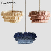Silk thread pendant light for romantic interior decor