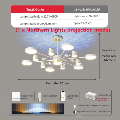 Luxury crystal aurora borealis LED chandelier ceiling pendant - vue 12 sur 16