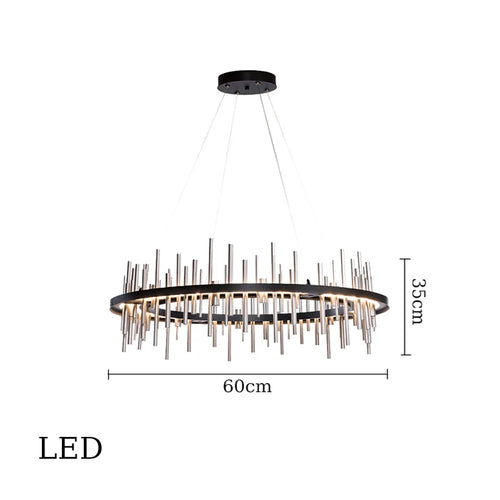 Minimalist black stainless steel chandelier modern design - vue 14 sur 16