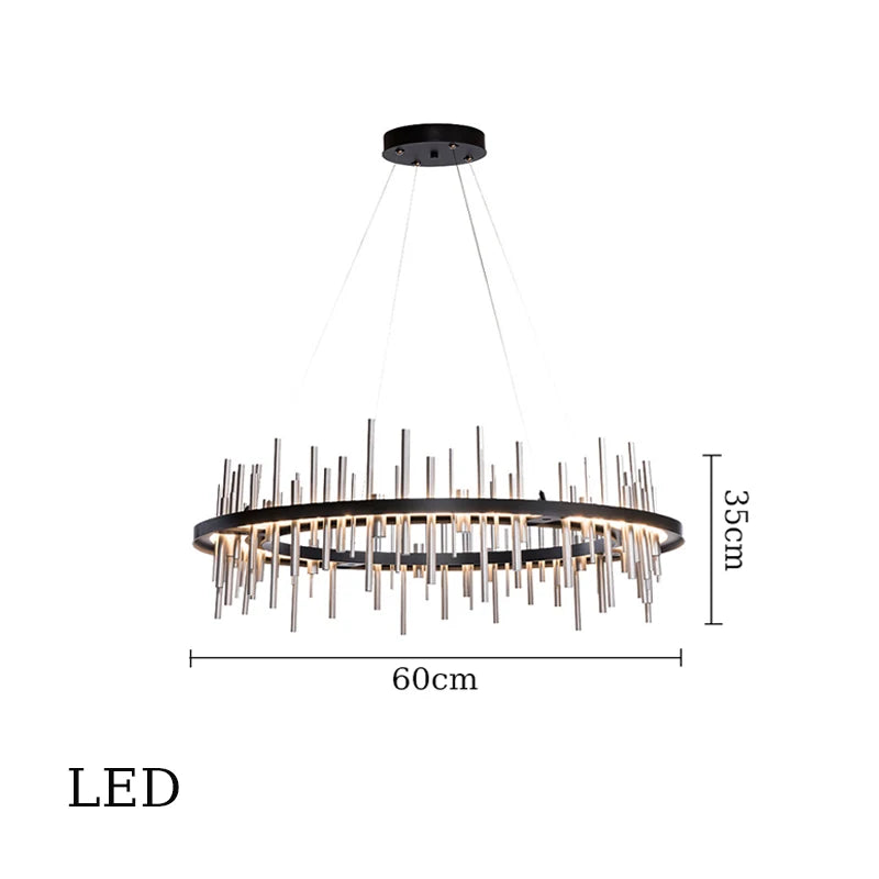 Minimalist black stainless steel chandelier modern design - vue 14 sur 16