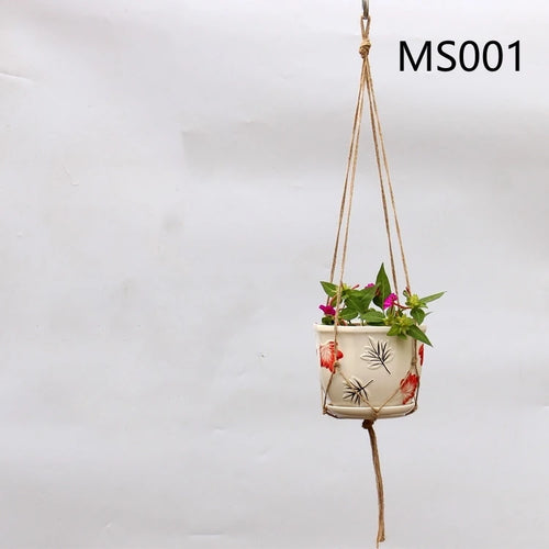 hemp rope hanging basket for decorative plants - vue 12 sur 16