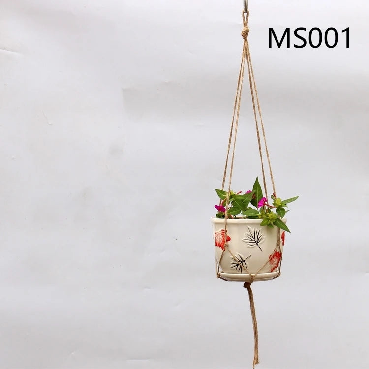 hemp rope hanging basket for decorative plants - vue 11 sur 16