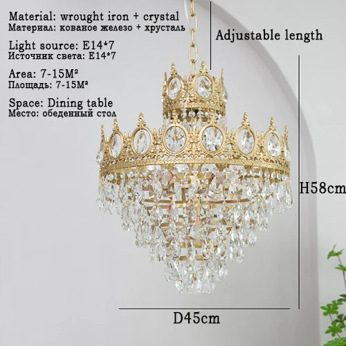 Retro crystal chandelier for decorative indoor lighting