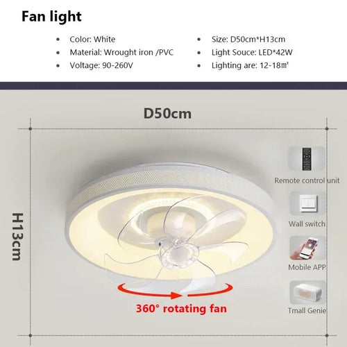 Modern LED ceiling light with fan and remote control - vue 14 sur 14