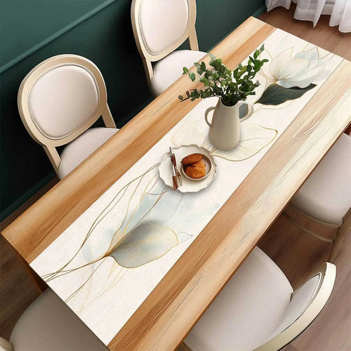 Abstract leaf table runner with botanical style - vue 3 sur 6
