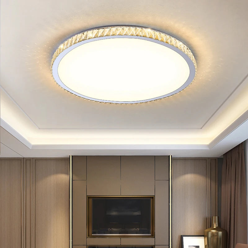 Modern luxury crystal round ceiling light for interiors - vue 5 sur 18