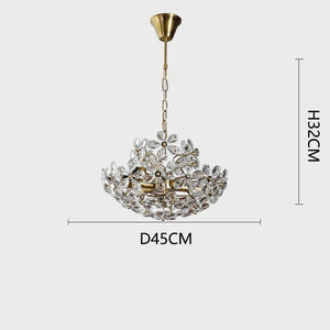 Retro crystal flower LED ceiling chandelier luxury decor