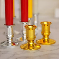 Set of plastic taper candle holders for wedding decoration