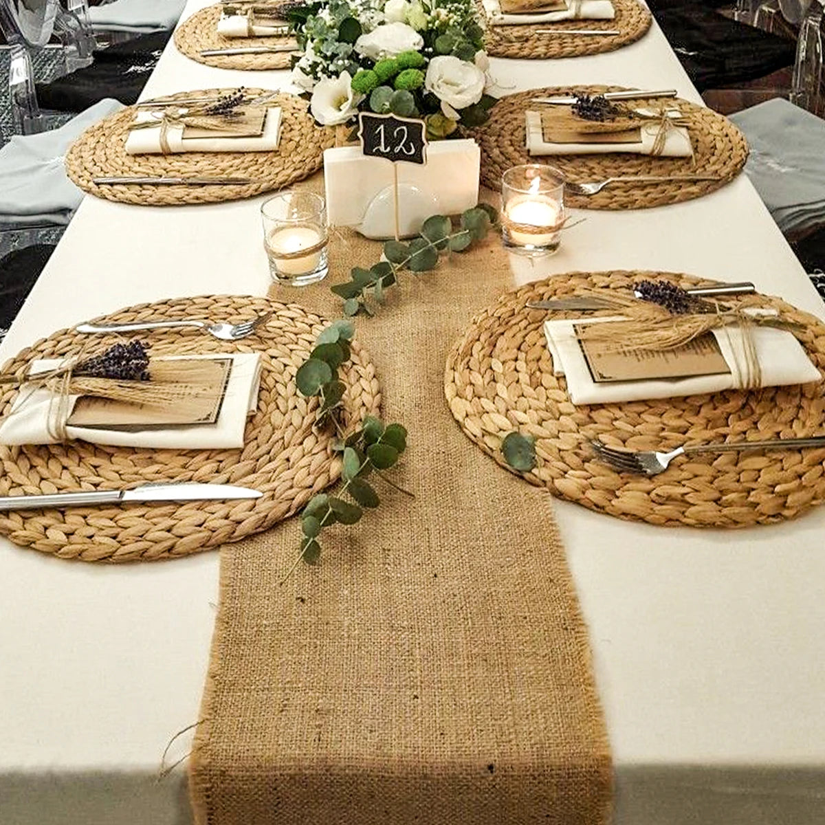 Rustic country style linen table runner - vue 4 sur 11