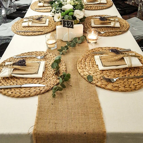 Rustic country style linen table runner - vue 5 sur 11