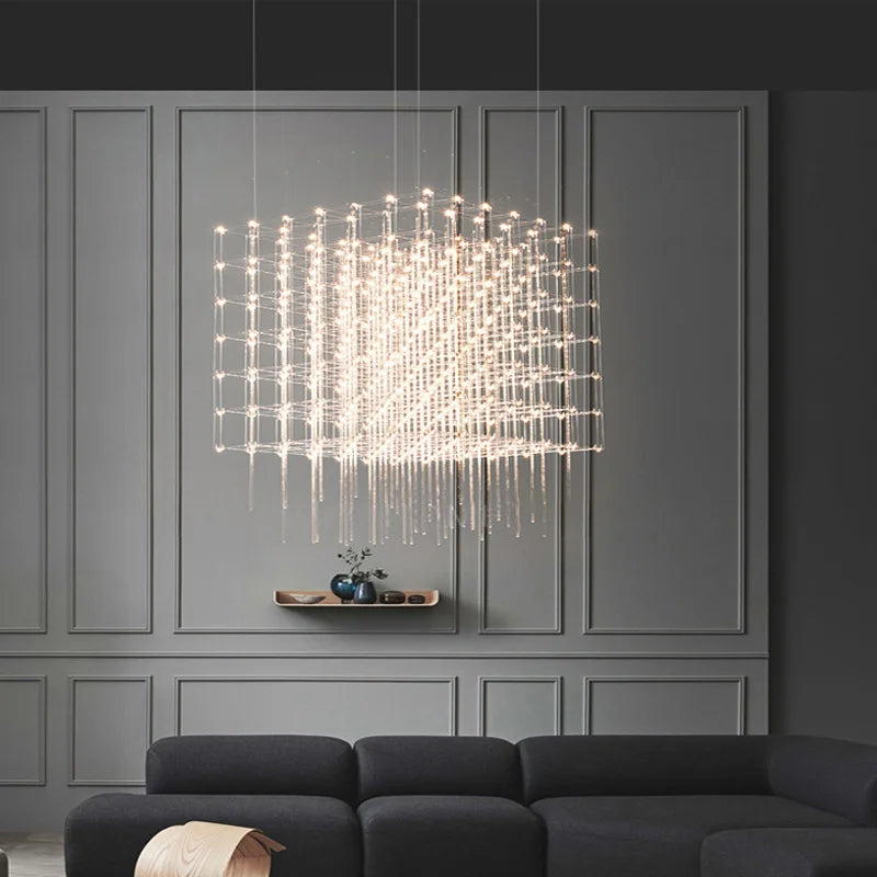 Square LED stainless steel pendant lamp with adjustable cord