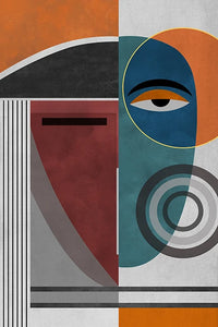 Abstract wall art with modern figures for interior decoration