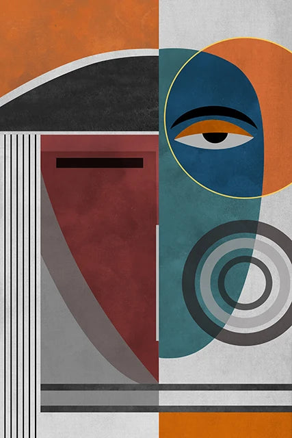 Abstract wall art with modern figures for interior decoration