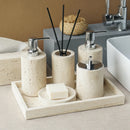 elegant travertine bathroom accessory set