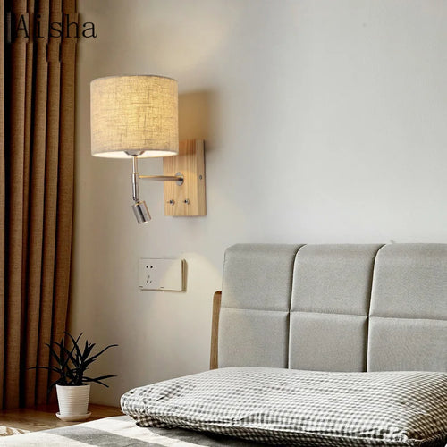 Solid wood LED wall light for interior decoration - vue 2 sur 10