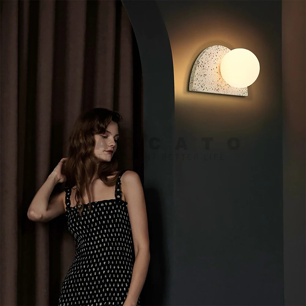 Japanese retro terrazzo LED wall light for homestay - vue 3 sur 10
