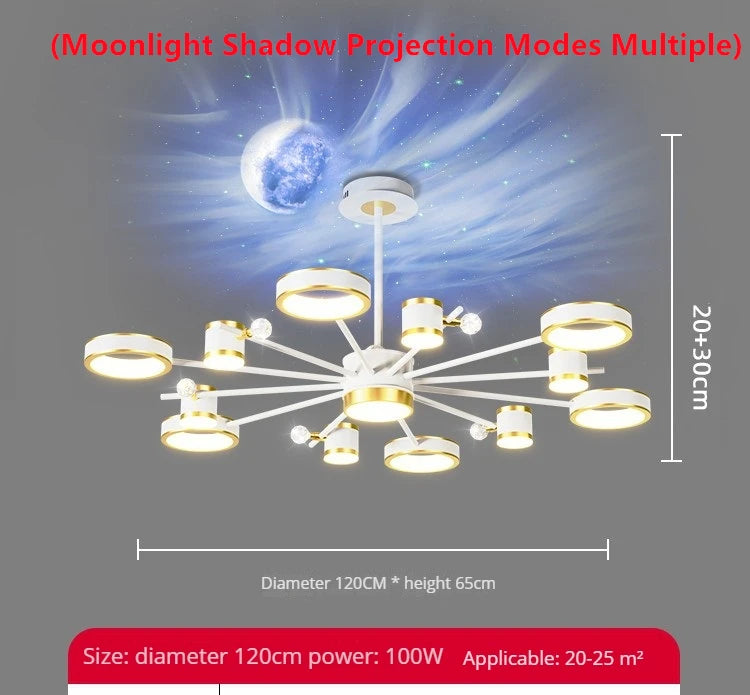 Luxury crystal aurora borealis LED chandelier ceiling pendant - vue 7 sur 16