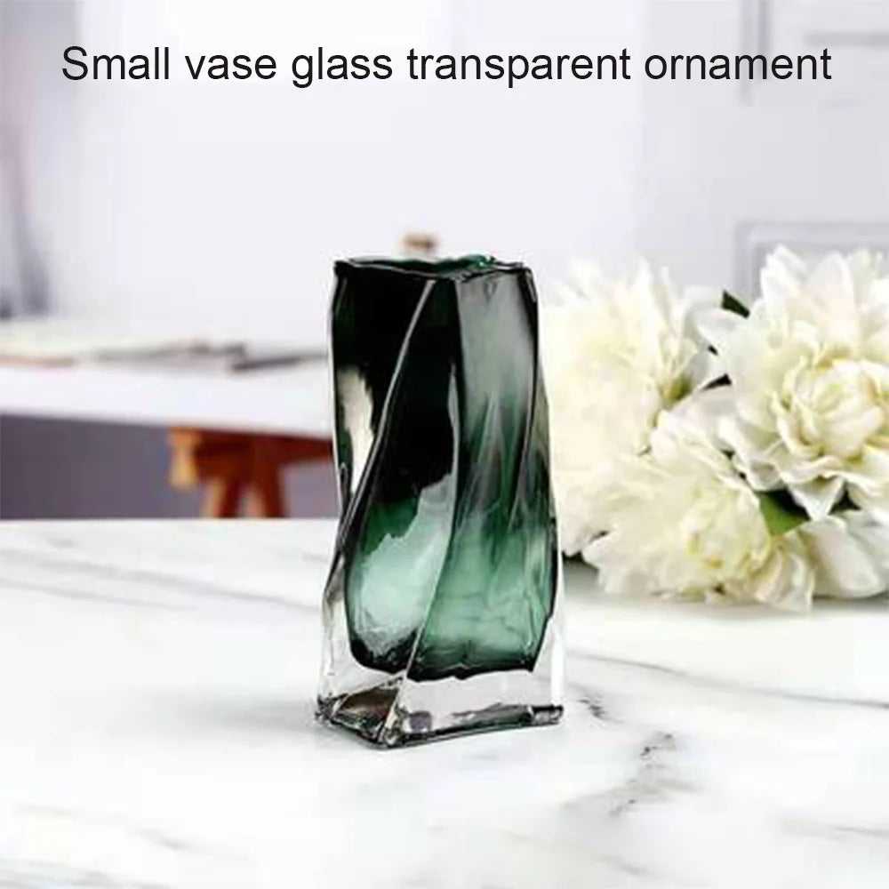 artistic design twisted glass flower pot for indoor plants