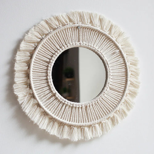 handmade bohemian nordic style decorative wall mirror - vue 6 sur 7